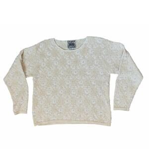 Curio Embroidered Beaded Floral Chunky Sweater Teacher Grandmacore RARE Sz L